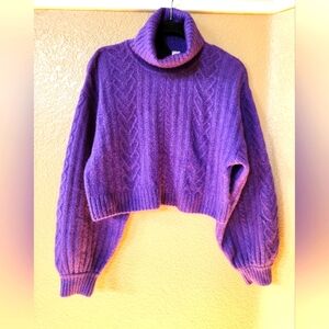 H&M Purple Turtleneck Cropped Sweater Size S